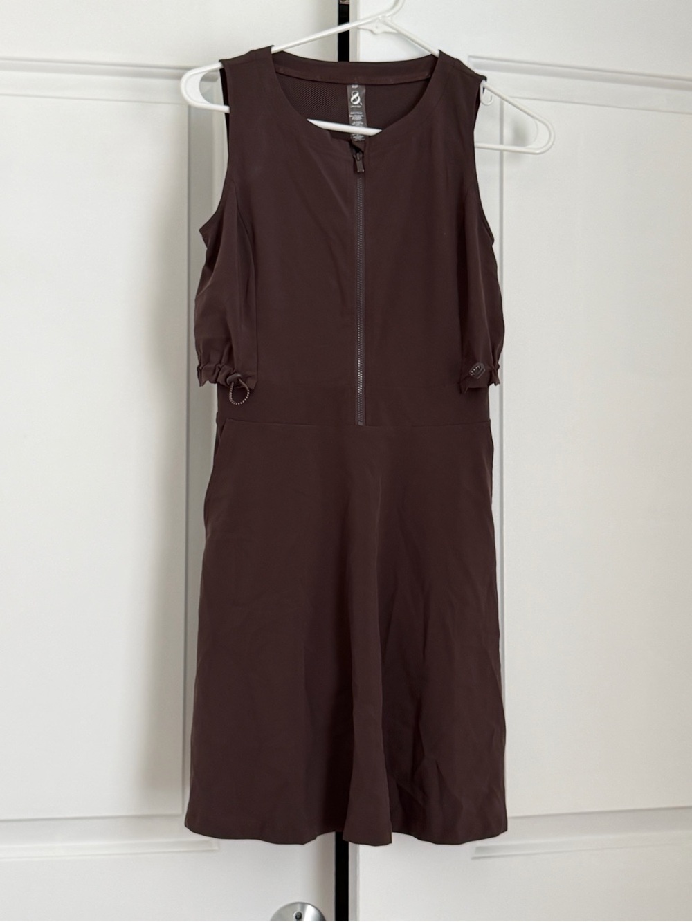 Lou & Grey Chocolate Brown Sleeveless Zip-Front Mini Dress